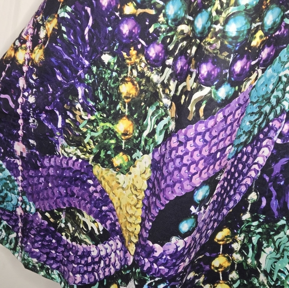 Colorful Strappy Dress with Abstract Masquerade Pattern - Picture 3 of 5